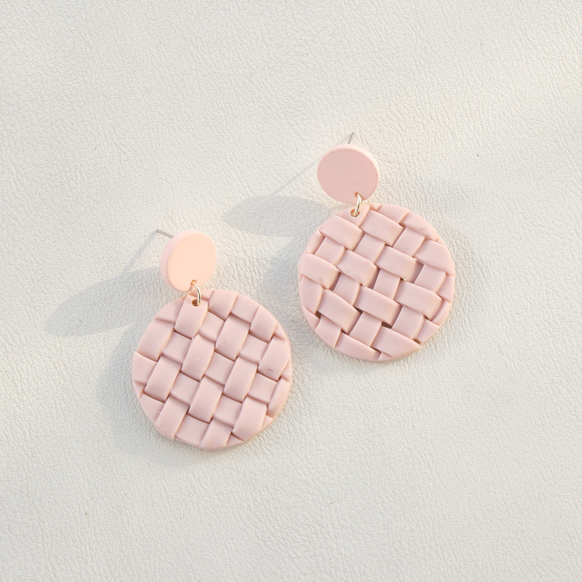 Ins Vacation Retro Exaggerated Round Polymer Clay Pendant Earrings