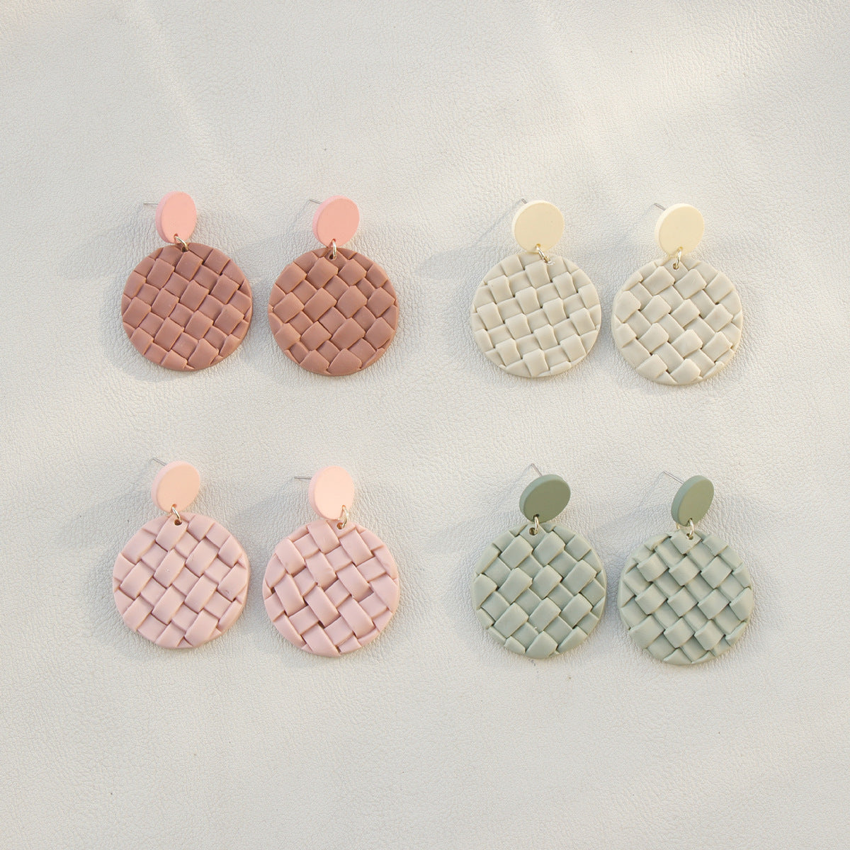 Ins Vacation Retro Exaggerated Round Polymer Clay Pendant Earrings