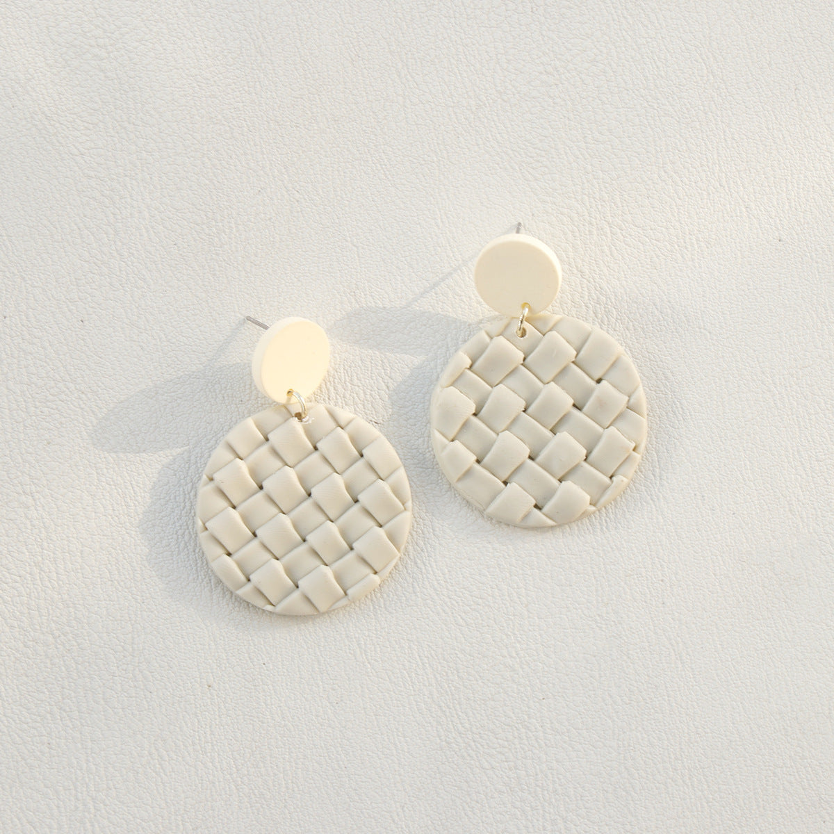 Ins Vacation Retro Exaggerated Round Polymer Clay Pendant Earrings
