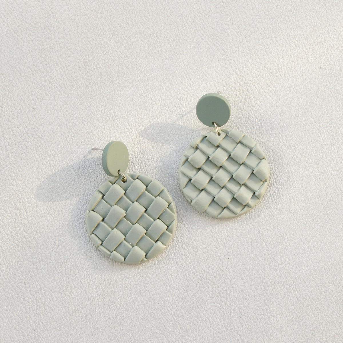 Ins Vacation Retro Exaggerated Round Polymer Clay Pendant Earrings