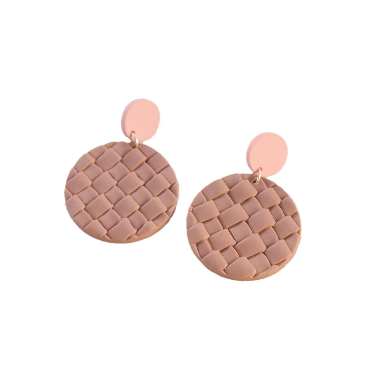 Ins Vacation Retro Exaggerated Round Polymer Clay Pendant Earrings