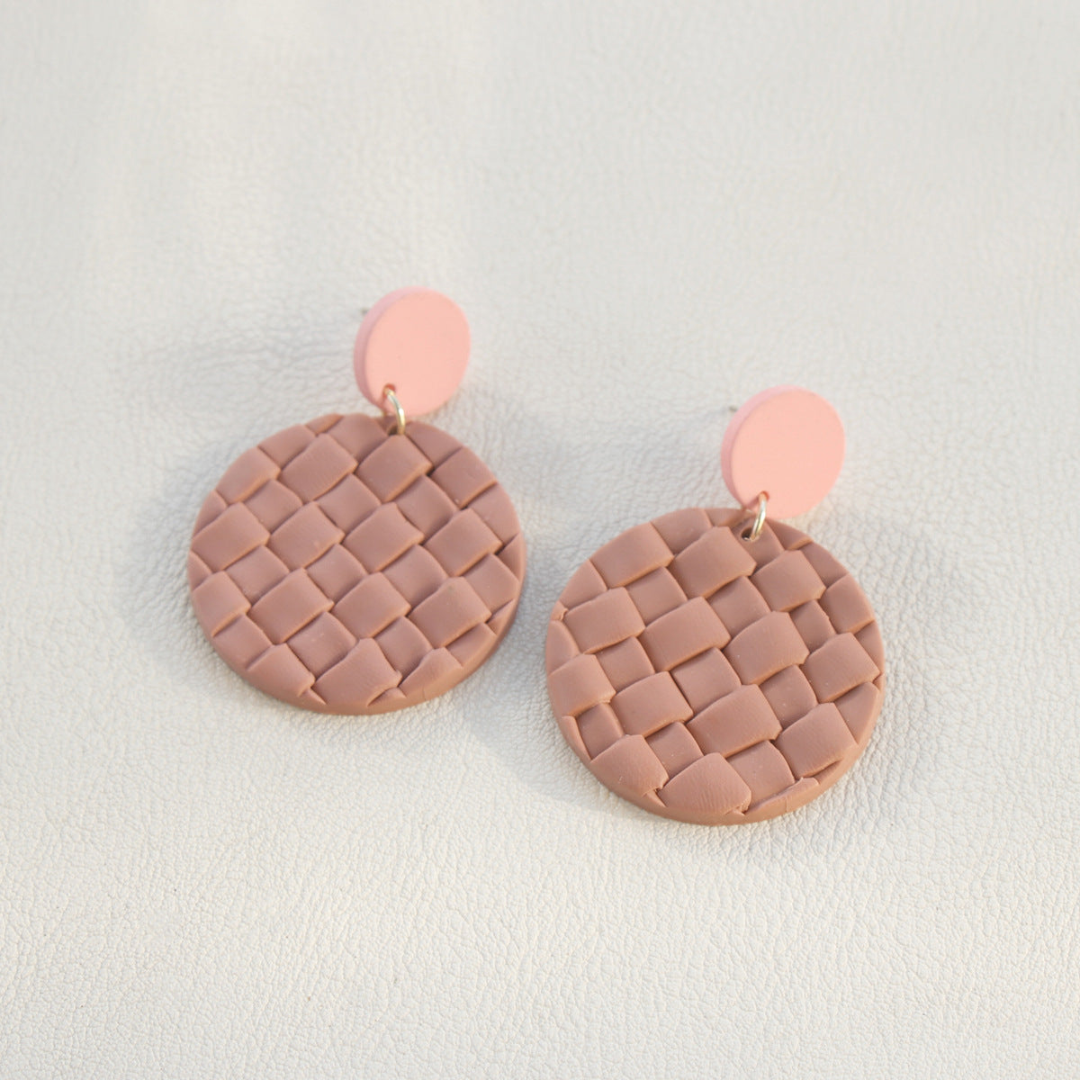Ins Vacation Retro Exaggerated Round Polymer Clay Pendant Earrings